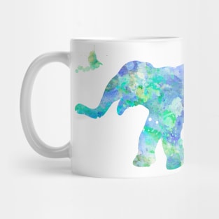 Blue Baby Elephant Watercolor Painting Mug